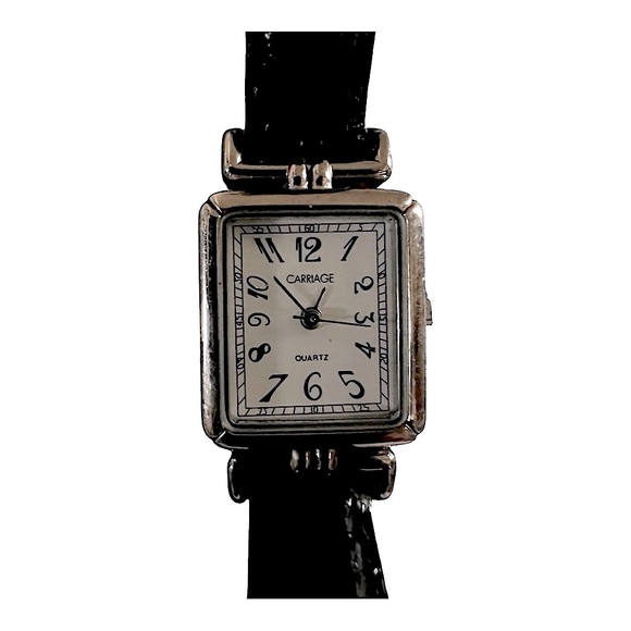 CARRIAGE Vintage Rectangular Watch Leatther Strap - Picture 1 of 8